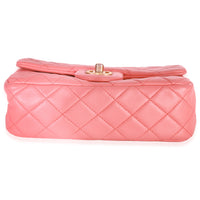 Chanel Pink Quilted Lambskin Pearl Crush Mini Rectangular Flap Bag Handbag stamp