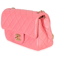 Chanel Pink Quilted Lambskin Pearl Crush Mini Rectangular Flap Bag Handbag sv