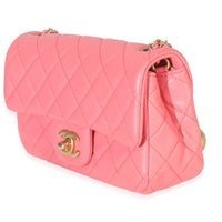 Pink Quilted Lambskin Pearl Crush Mini Rectangular Flap Bag