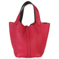 Hermès Framboise Rouge Sellier Clemence Eclat Picotin 18 PHW Handbag bv