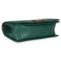 Dark Green Chevron Caviar Old Medium Boy Handbag