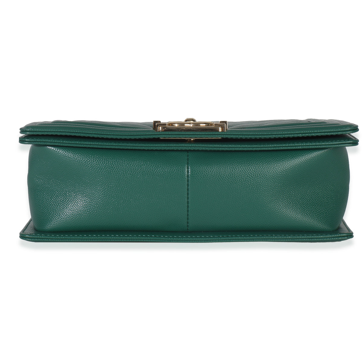 Dark Green Chevron Caviar Old Medium Boy Handbag