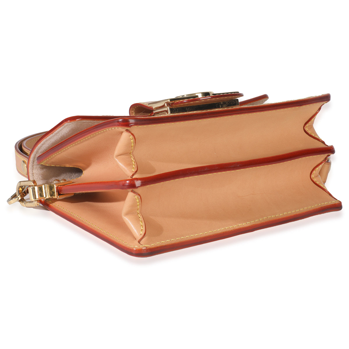 Louis Vuitton Pink Brown Leather Woven Dauphine PM Handbag clasp