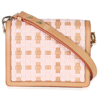 Pink Brown Leather Woven Dauphine PM