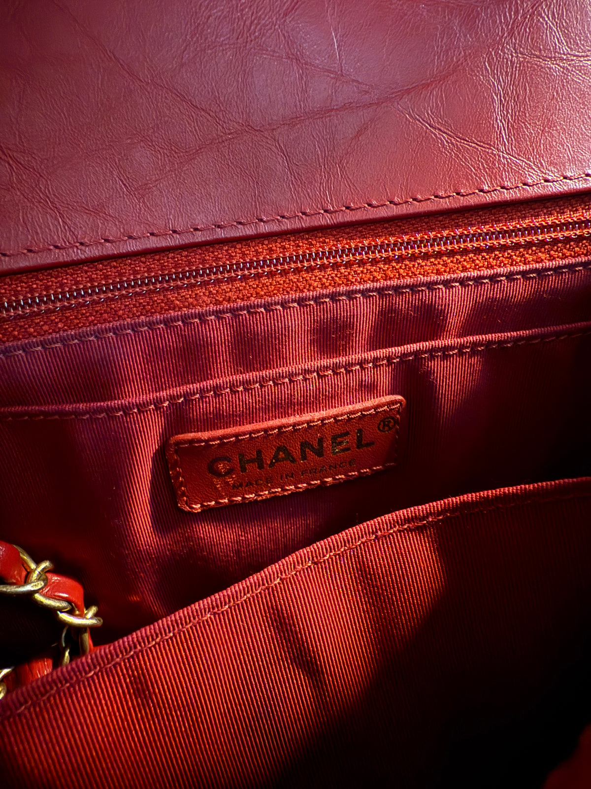 Chanel Red Chevron Calfskin Top Handle Flap Bag Handbag ad3