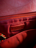Chanel Red Chevron Calfskin Top Handle Flap Bag Handbag ad3