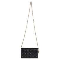 Black Distressed Calfskin Cannage Lady Dior Pouch
