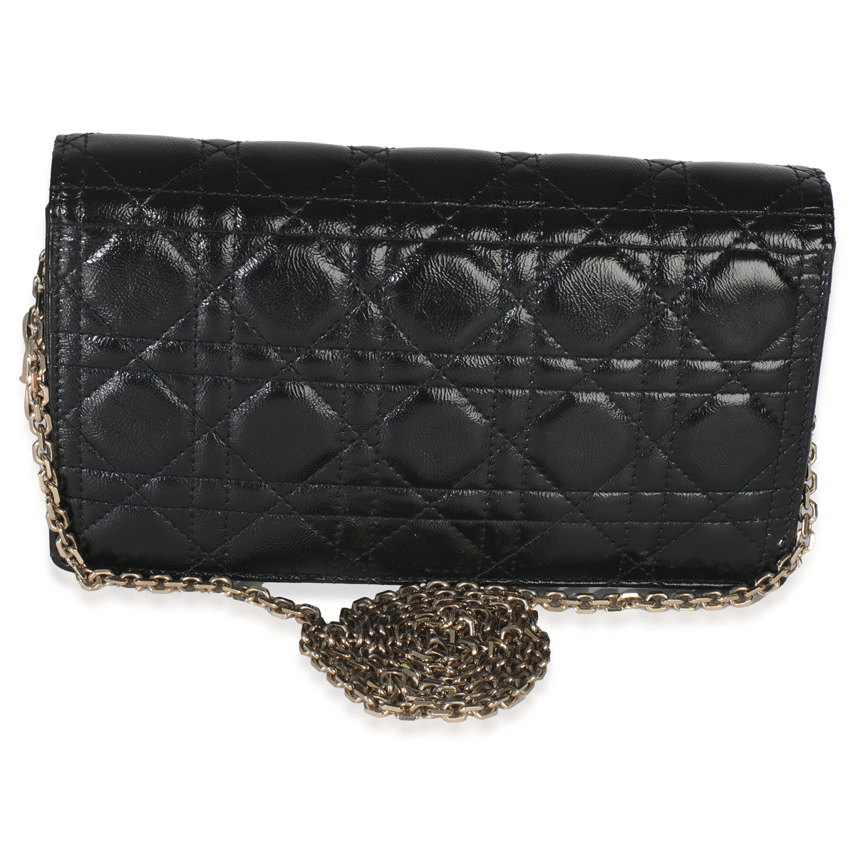 Black Distressed Calfskin Cannage Lady Dior Pouch