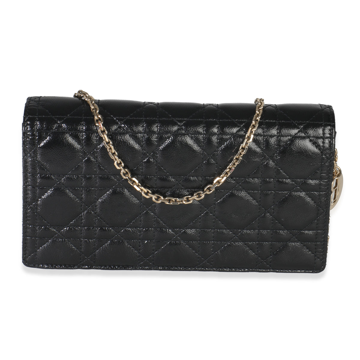 Black Distressed Calfskin Cannage Lady Dior Pouch