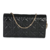 Black Distressed Calfskin Cannage Lady Dior Pouch