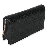 Black Distressed Calfskin Cannage Lady Dior Pouch