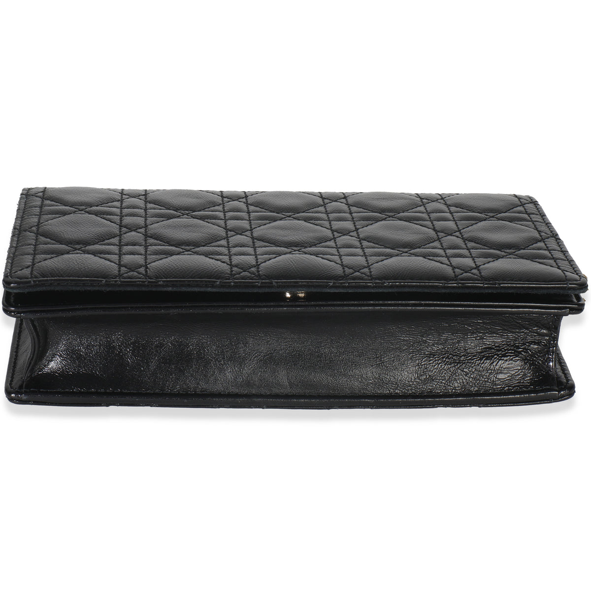 Black Distressed Calfskin Cannage Lady Dior Pouch