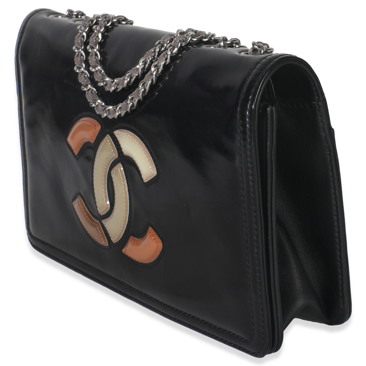 Black Patent CC Lipstick Flap Bag