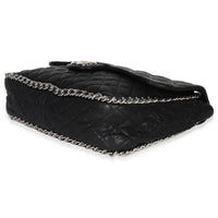 Black Quilted Washed Lambskin Chain Around Maxi Flap Bag