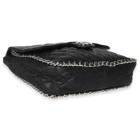 Black Quilted Washed Lambskin Chain Around Maxi Flap Bag