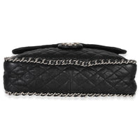 Black Quilted Washed Lambskin Chain Around Maxi Flap Bag