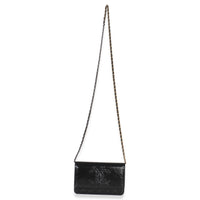 Black Shiny Aged Calfskin Timeless CC Wallet On Chain
