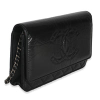 Black Shiny Aged Calfskin Timeless CC Wallet On Chain