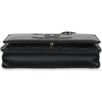 Black Shiny Aged Calfskin Timeless CC Wallet On Chain