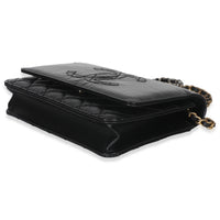 Black Shiny Aged Calfskin Timeless CC Wallet On Chain