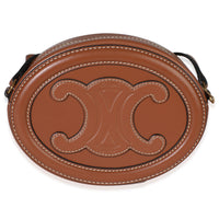 Tan Smooth Calfskin Mini Oval Triomphe Crossbody
