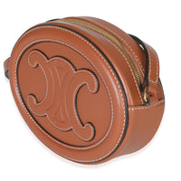 Tan Smooth Calfskin Mini Oval Triomphe Crossbody