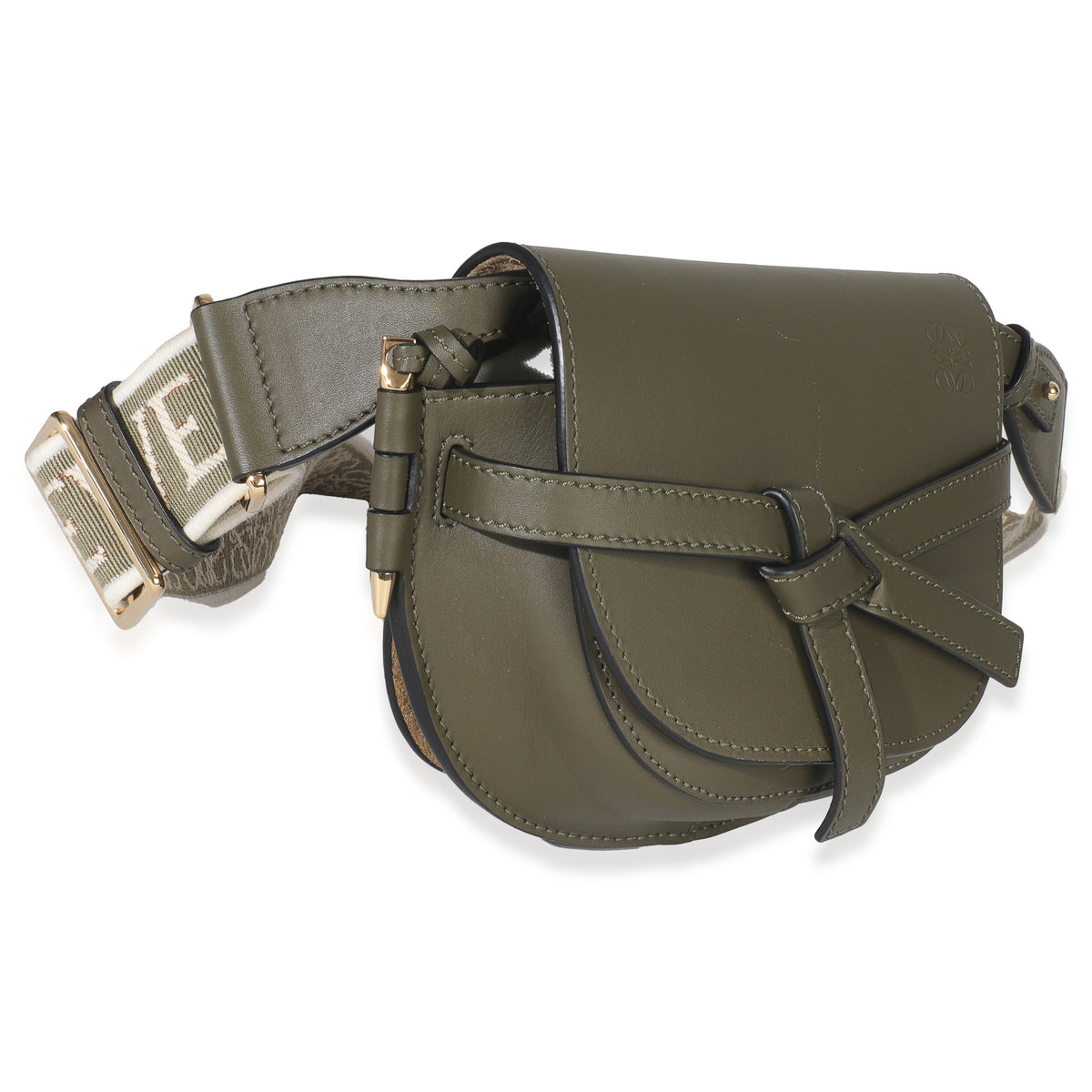 Khaki Calfskin Mini Gate Dual Bag