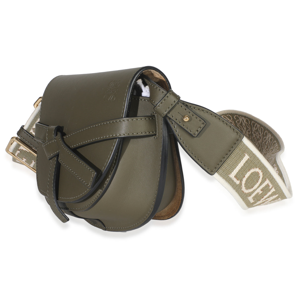 Khaki Calfskin Mini Gate Dual Bag