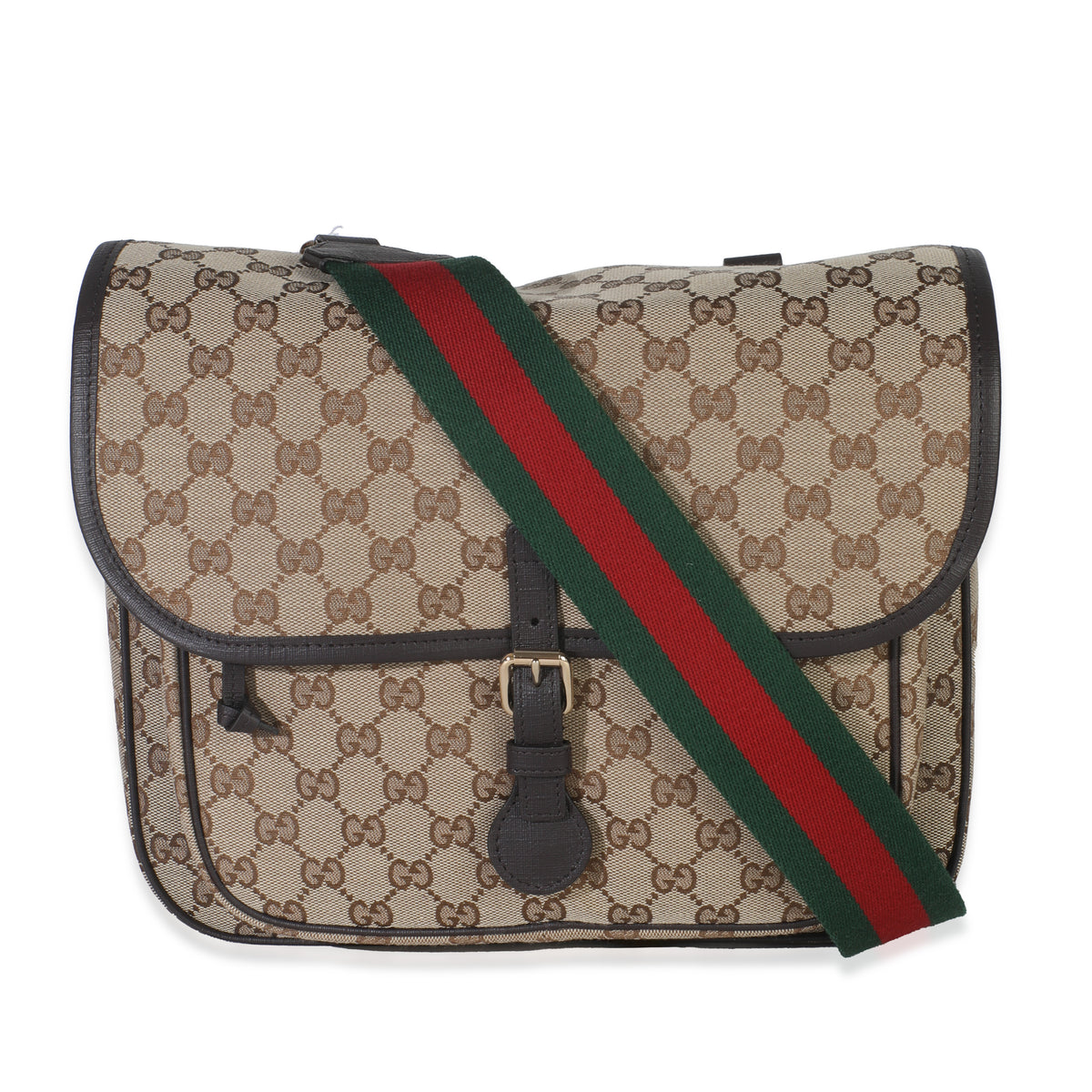 Beige GG Canvas Flap Messenger Bag