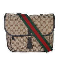 Beige GG Canvas Flap Messenger Bag