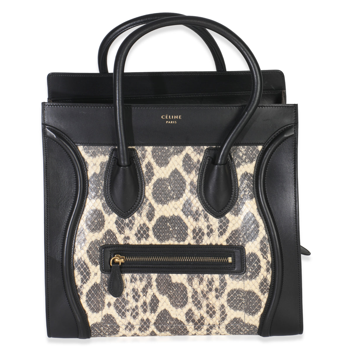 Black Calfskin Python Mini Luggage Tote