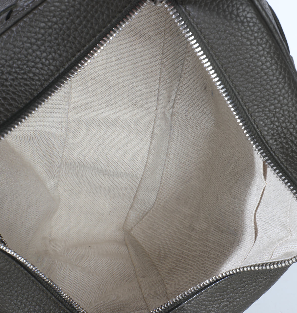 Kaki Grained Leather Medium Intrecciato Camera Bag