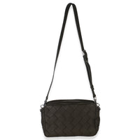 Kaki Grained Leather Medium Intrecciato Camera Bag