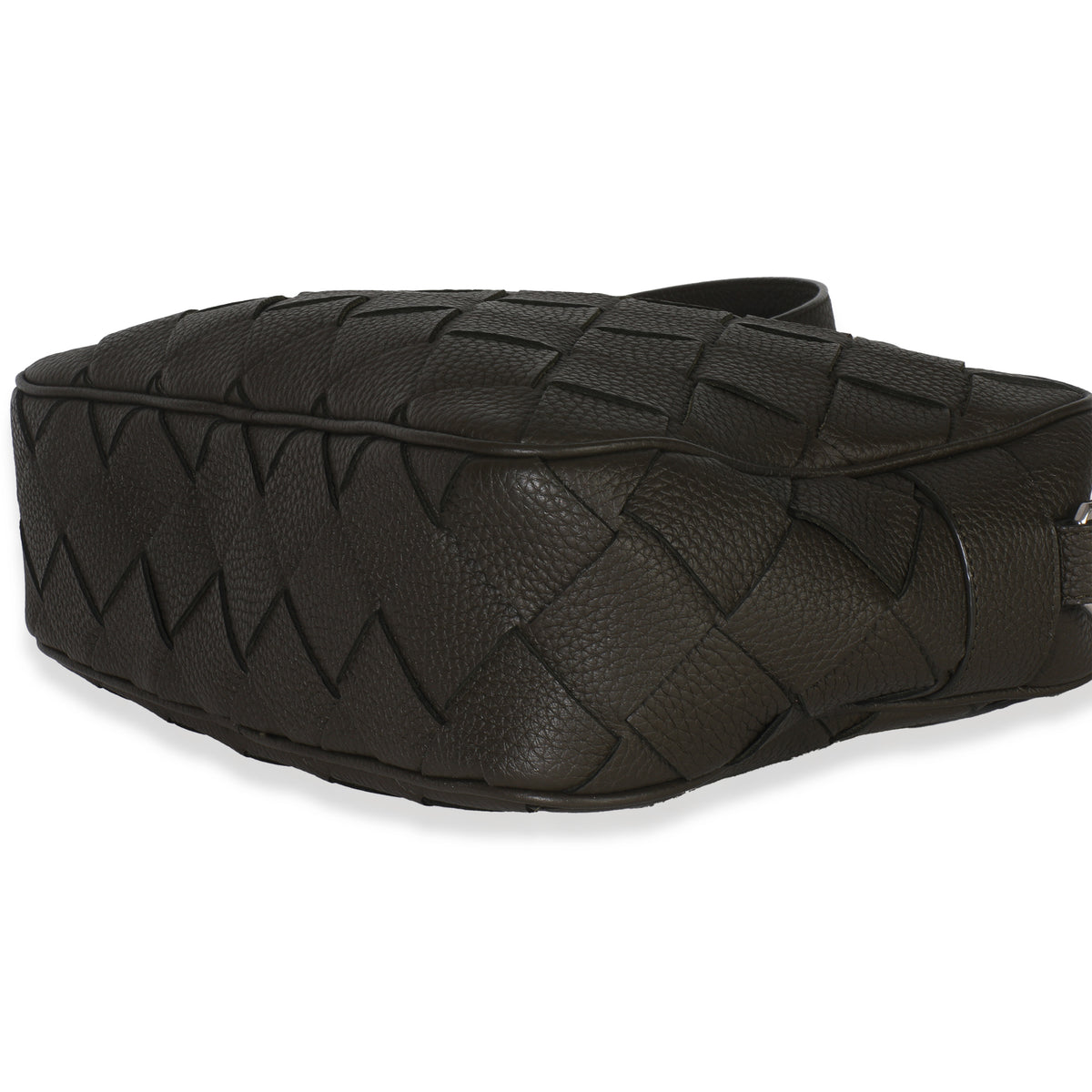 Kaki Grained Leather Medium Intrecciato Camera Bag