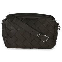 Kaki Grained Leather Medium Intrecciato Camera Bag