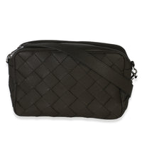 Kaki Grained Leather Medium Intrecciato Camera Bag