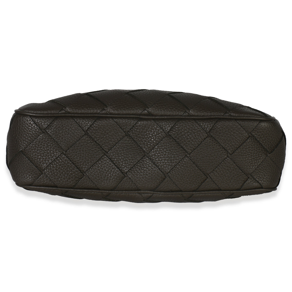 Kaki Grained Leather Medium Intrecciato Camera Bag