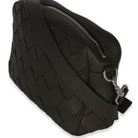 Kaki Grained Leather Medium Intrecciato Camera Bag