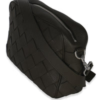 Kaki Grained Leather Medium Intrecciato Camera Bag