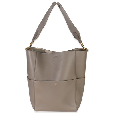 Taupe Soft Grained Calfskin Medium Sangle Bucket Bag