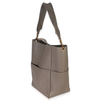 Taupe Soft Grained Calfskin Medium Sangle Bucket Bag