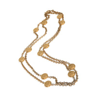 Gold-Plated Vintage CC Medallion Station Necklace