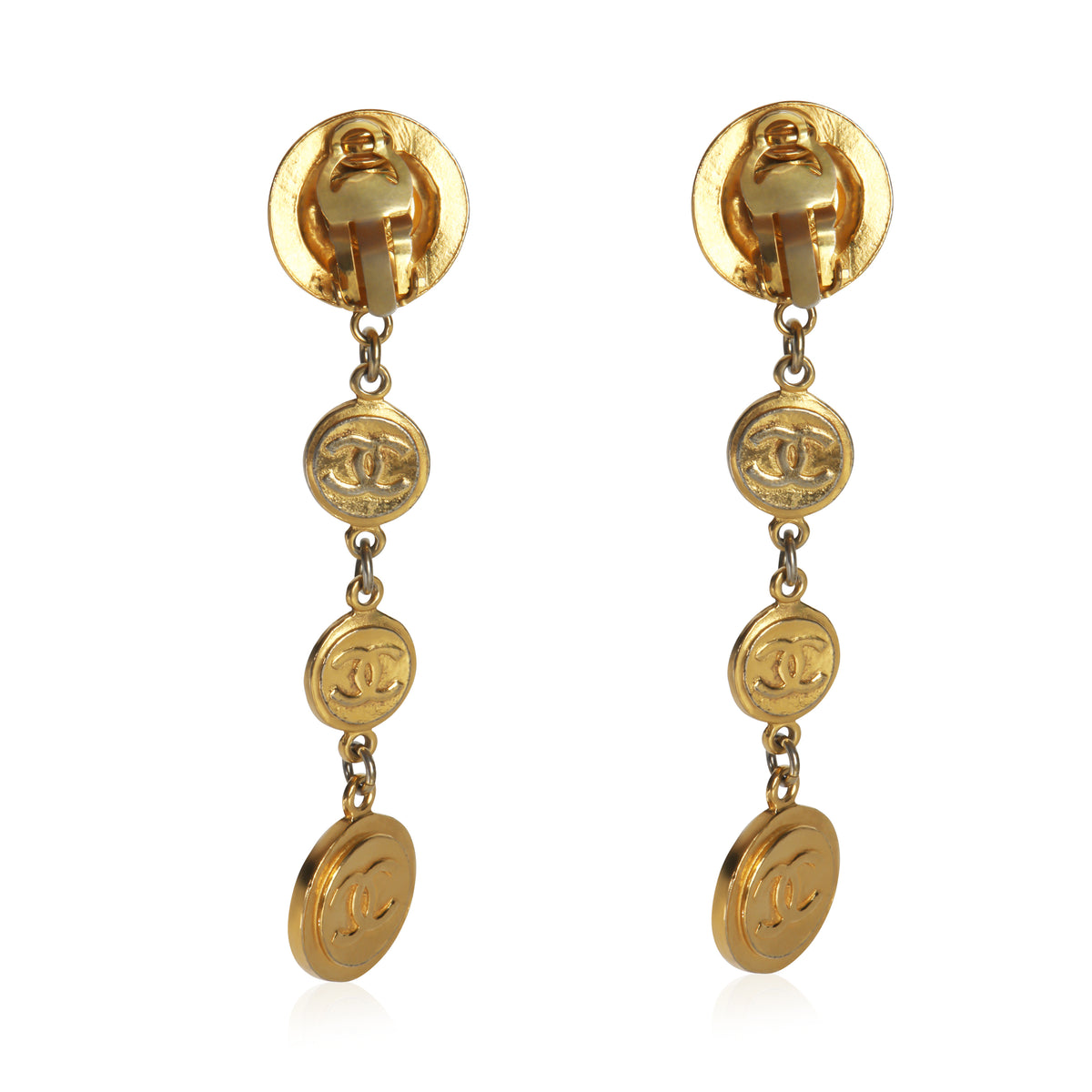 Gold-Plated  Vintage CC Medallion Earrings