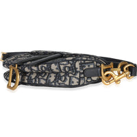 Christian Dior Blue Oblique Canvas Mini Saddle Bag Handbag box