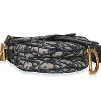 Christian Dior Blue Oblique Canvas Mini Saddle Bag Handbag clasp