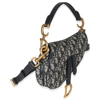 Christian Dior Blue Oblique Canvas Mini Saddle Bag Handbag pv