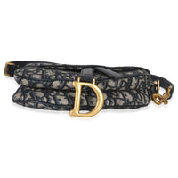 Christian Dior Blue Oblique Canvas Mini Saddle Bag Handbag stamp