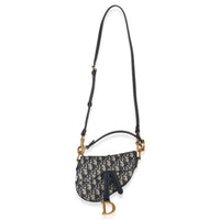 Christian Dior Blue Oblique Canvas Mini Saddle Bag Handbag av