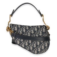 Christian Dior Blue Oblique Canvas Mini Saddle Bag Handbag bv