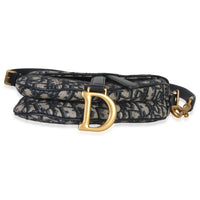 Christian Dior Blue Oblique Canvas Mini Saddle Bag Handbag stamp
